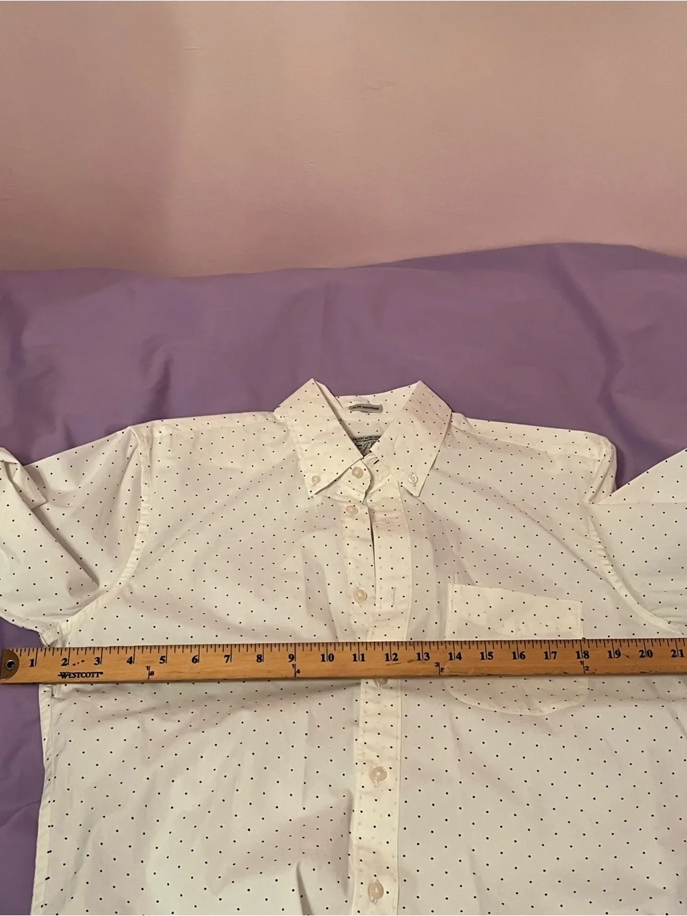 J. Crew White Button-Down Shirt with Navy Microdots